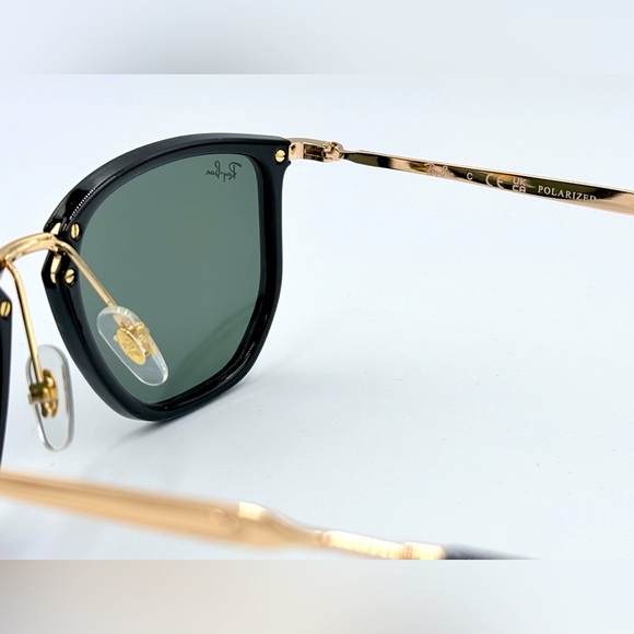 Ray-Ban Men’s Polarized Sunglasses RB4451 Black & Gold Frames w/ Green Lens 50m - Picture 7 of 11